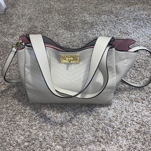 Grey and pink shoulder purse